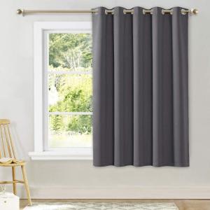 imageNICETOWN Bedroom Blackout Curtain Panel  Window Treatment Thermal Insulated Solid Grommet Blackout for Living Room 1 Panel 70 by 63 Inch Grey