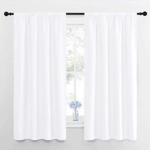 imageNICETOWN Bedroom Curtains  Window Treatment Rod Pocket CurtainsDrapes for Bedroom 2 Panels 42 by 63 White