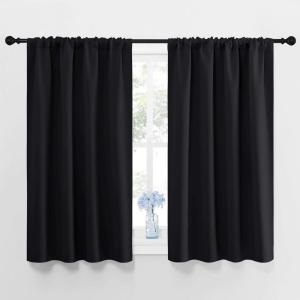 imageNICETOWN Black Blackout Curtains and Drapes 48 inches Long Privacy RV Draperies for Small Windows Thermal Insulated Curtain Panels 42quot Wide 2 Panels