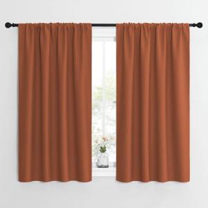 imageNICETOWN Blackout Curtains and Drapes  Thermal Insulated Solid Rod Pocket Blackout DraperiesPanels Burnt Orange 1 Pair 42 by 54 inches