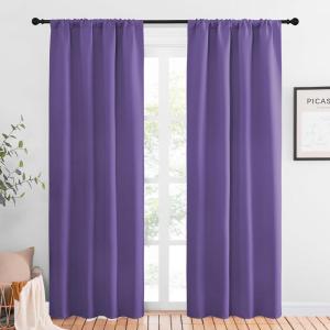 imageNICETOWN Blackout Curtains for Living Curtains Lilac Purple 2 Panels 42 by 84 Room Darkening Window Curtain Panels EasyCare Solid Thermal Insulated DraperiesDrapes for Daughter Room