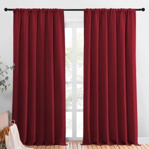 imageNICETOWN Christmas Living Room Curtains for Window  Energy Efficient ampamp Noise Reducing Thermal Insulated Rod Pocket Blackout DrapesDraperies for Living Room Burgundy Red 2 Panels W70 x L95