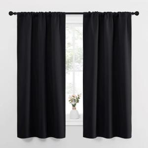 imageNICETOWN Halloween Black Out Curtain Panels for Kitchen  Energy Smart Decoration Thermal Insulating Blackout DrapesDraperies for Small Window 2 Panels 34 inches Wide by 63 inches Long