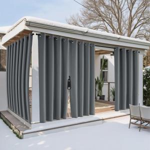 imageNICETOWN Outdoor Curtains for Patio Waterproof with Zipper Connects 2 Panels W54 x L108 in Gazebo Curtains Top Grommet ampamp Bottom Back Tab with Rope Windproof ampamp Privacy Sun Shades for Porch TaupeGrey