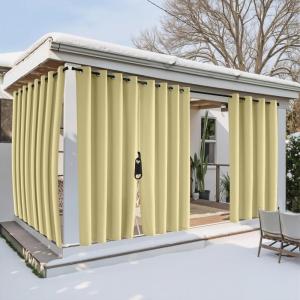 imageNICETOWN Outdoor Curtains for Patio Waterproof with Zipper Connects 2 Panels W54 x L108 in Gazebo Curtains Top Grommet ampamp Bottom Back Tab with Rope Windproof ampamp Privacy Sun Shades for Porch TaupeBuff