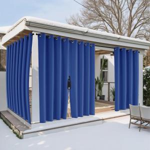imageNICETOWN Outdoor Curtains for Patio Waterproof with Zipper Connects 2 Panels W54 x L108 in Gazebo Curtains Top Grommet ampamp Bottom Back Tab with Rope Windproof ampamp Privacy Sun Shades for Porch TaupeBlue