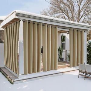 imageNICETOWN Outdoor Curtains for Patio Waterproof with Zipper Connects 2 Panels W54 x L108 in Gazebo Curtains Top Grommet ampamp Bottom Back Tab with Rope Windproof ampamp Privacy Sun Shades for Porch TaupeTaupe