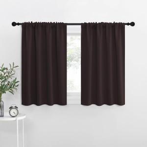imageNICETOWN RV Blackout Curtains for Camper Windows Toffee Brown 34quot x 36quot Set of 2 Kitchen Curtains Short Blackout Drapes Thermal Insulated Rod Pocket Window Treatment Draperies for Nursery