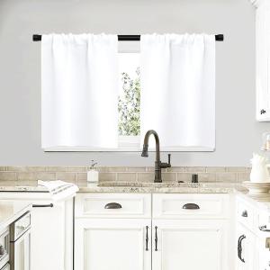 imageNICETOWN RV Curtains for Camper Windows White Curtains for Kitchen Window Home Decoration Light Filtering Drapes for Small Window 29quot Wide by 20quot Long 1 Pair