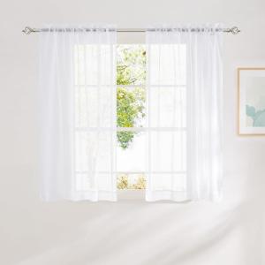 imageNICETOWN White Sheer 96 inches Long Curtains for Living Room Rod Pocket Lightweight Drapes Voile Sheer Air ampamp Breathable Window Treatments for Bedroom W42 x L96 2 PanelsWhite