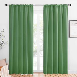 imageNICETOWN Window Curtains Blackout Drapes Froest Green 1 Pair 52 by 84Inch Thermal Insulated Solid Rod Pocket Blackout CurtainsDraperies for Living Room