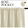 imageNICETOWN Blackout Curtains for Bedroom Home Decorations Thermal Insulated Solid Rod Pocket Blackout Drapes for Cafe Beige One Pair 42 x 48inch