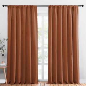 imageNICETOWN 2 Panels Blackout Curtains Rod Pocket Thermal Insulated Drapess for Bedroom Privacy Protection EasyCare Heavy Duty Curtains for Living RoomDining Room W70 x L95 inches Burnt Orange