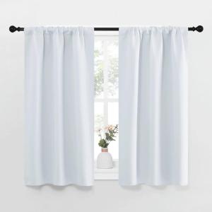 imageNICETOWN Greyish White Window Curtain Panels  Thermal Insulated Rod Pocket Room Darkening Curtain Sets for Bedroom Greyish White 2 Panels 29 by 40