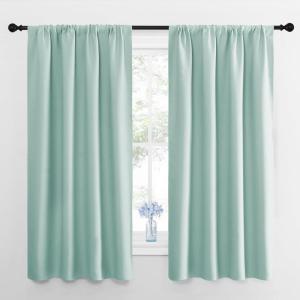 imageNICETOWN RV Blackout Curtains for Camper Windows Aqua Blue 29quot Wide by 50quot Long 2 PCs Short Blackout Curtains ampamp Drapes Thermal Insulated Blackout Curtain Panels for Kids Room Play Room
