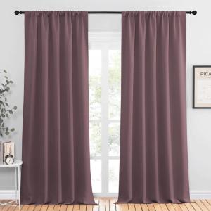 imageNICETOWN Room Darkening Curtains for Bedroom  Home Decoration Privacy Protection Thermal Insulated Solid DrapesDraperies for Sliding Glass Door Dry Rose Set of 2 52 x 95 inches
