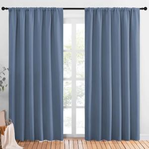 imageNICETOWN Room Darkening Curtains for Bedroom Stone Blue Set of 2 Panels 62 x 84 Inch Triple Weave Home Decoration Thermal Insulated Solid Drapes for Patio Door