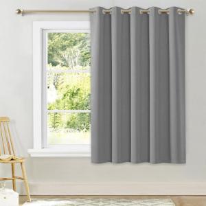 imageNICETOWN Silver Grey Blackout Wide Blinds for Sliding Door Insulated Noise Reduction Drapes Privacy Vertical Curtain for Living RoomampampBedroom 1 Panel W70 x L63