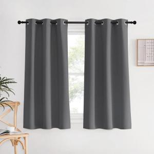 imageNICETOWN Blackout Window Curtains 60 inch Length 2 Panels 34 x 60 Inch Grey Grommet Top Room Darkening Thermal Insulated Solid Vertical Drapes for BedroomKid Room