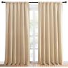 imageNICETOWN Room Darkening Curtains for Bedroom  Triple Weave Home Decoration Thermal Insulated Solid Drapes for Patio Door Biscotti Beige Set of 2 Panels 70 x 95 Inch