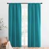 imageNICETOWN Peacock Blue Blackout Curtains Panels for Window Thermal Insulated Rod Pocket Blackout DrapesDraperies for Living Room 2 Panels W34 x L84 inches