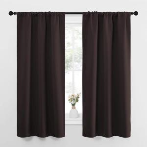 imageNICETOWN Bedroom Curtains Thermal Insulated Noise Reducing Curtains ampamp Drapes for Small Kitchen Window Privacy Draperies Toffee Brown 34quot Wide x 63quot Long 2 PCs