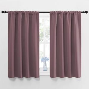 imageNICETOWN Blackout Curtains for Bedroom Home Decorations Thermal Insulated Solid Rod Pocket Blackout Drapes for Cafe Dry Rose One Pair 42 x 45inch
