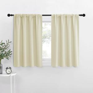 imageNICETOWN Kitchen Curtains Short Blackout Curtains ampamp Drapes Small Window Draperies for Dining Room Cupboard Beige 42 in x 36 in W x L Set of 2