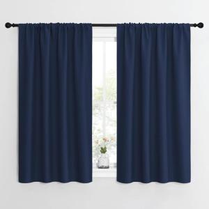 imageNICETOWN Kitchen Curtains Short Blackout Curtains ampamp Drapes Thermal Insulated Blackout Curtain Panels for Kids Room Play Room Navy 42quot Wide by 54quot Long 2 PCs