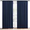 imageNICETOWN Living Room Curtains Blackout Draperies Home Decorations Thermal Insulated Solid Rod Pocket Blackout Drapes for Cafe Navy One Pair 70 x 84inch