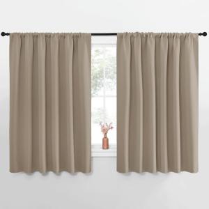 imageNICETOWN Blackout Curtains for Bedroom Blackout Curtain Panels Taupe 1 Pair 70 by 63inch Window Treatment Energy Saving Thermal Insulated Solid Rod Pocket Blackout DrapesDraperies