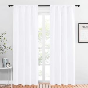 imageNICETOWN Kitchen Window Curtain Panels  Not Blackout Window Treatment Rod Pocket CurtainsDrapes for Bedroom 2 Panels 42 by 84 White