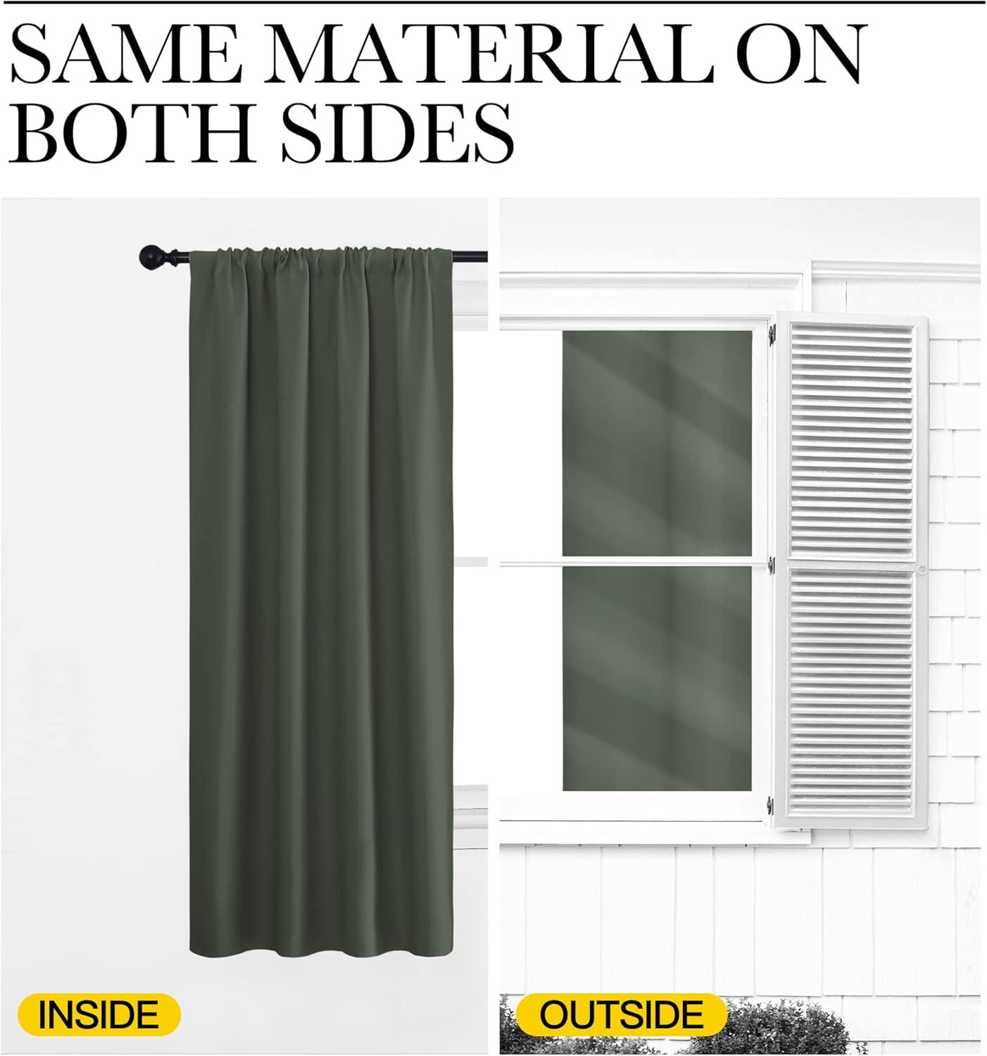 imageNICETOWN Bedroom Curtains Blackout Draperies  All Season Thermal Insulated Solid Rod Pocket Top Blackout CurtainsDrapes for Kids Room Dark Mallard 1 Pair 42 x 45 Inch