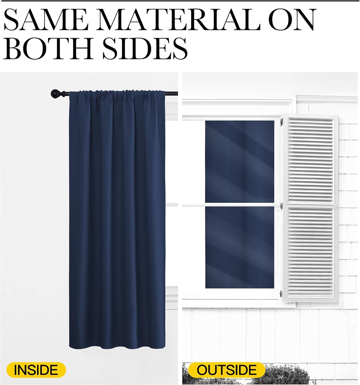 imageNICETOWN Blackout Curtain Panels for Living Room Navy 2 Panels W52 inches x L84 inches Energy Efficient ampamp Noise Reducing Thermal Insulated Rod Pocket Blackout DrapesDraperies for Window