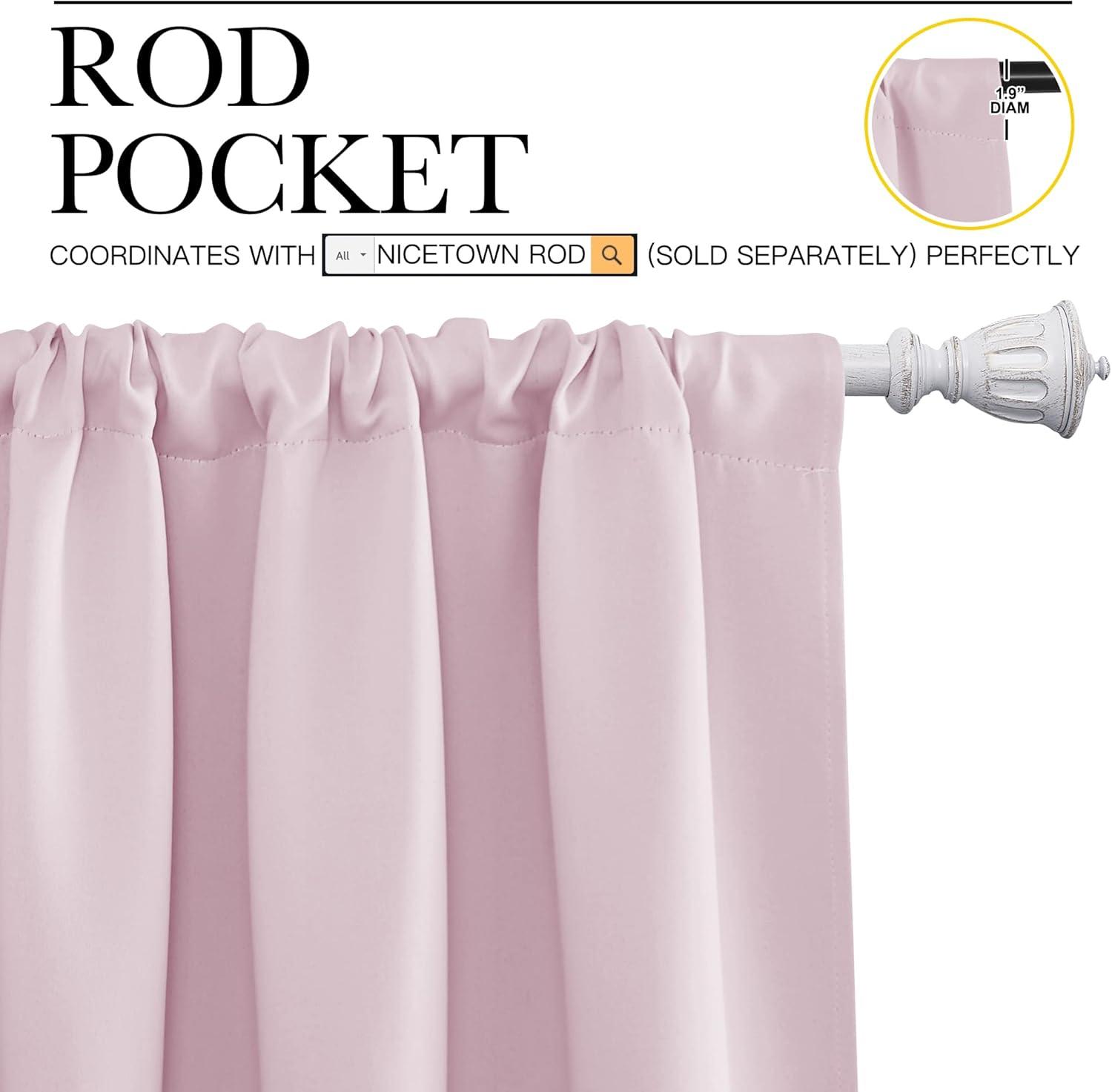 imageNICETOWN Blackout Curtains for Girls Room  Nursery Essential Thermal Insulated Solid Rod Pocket Top Blackout Drapes Lavender Pink 1 Pair 52 x 72 Inch