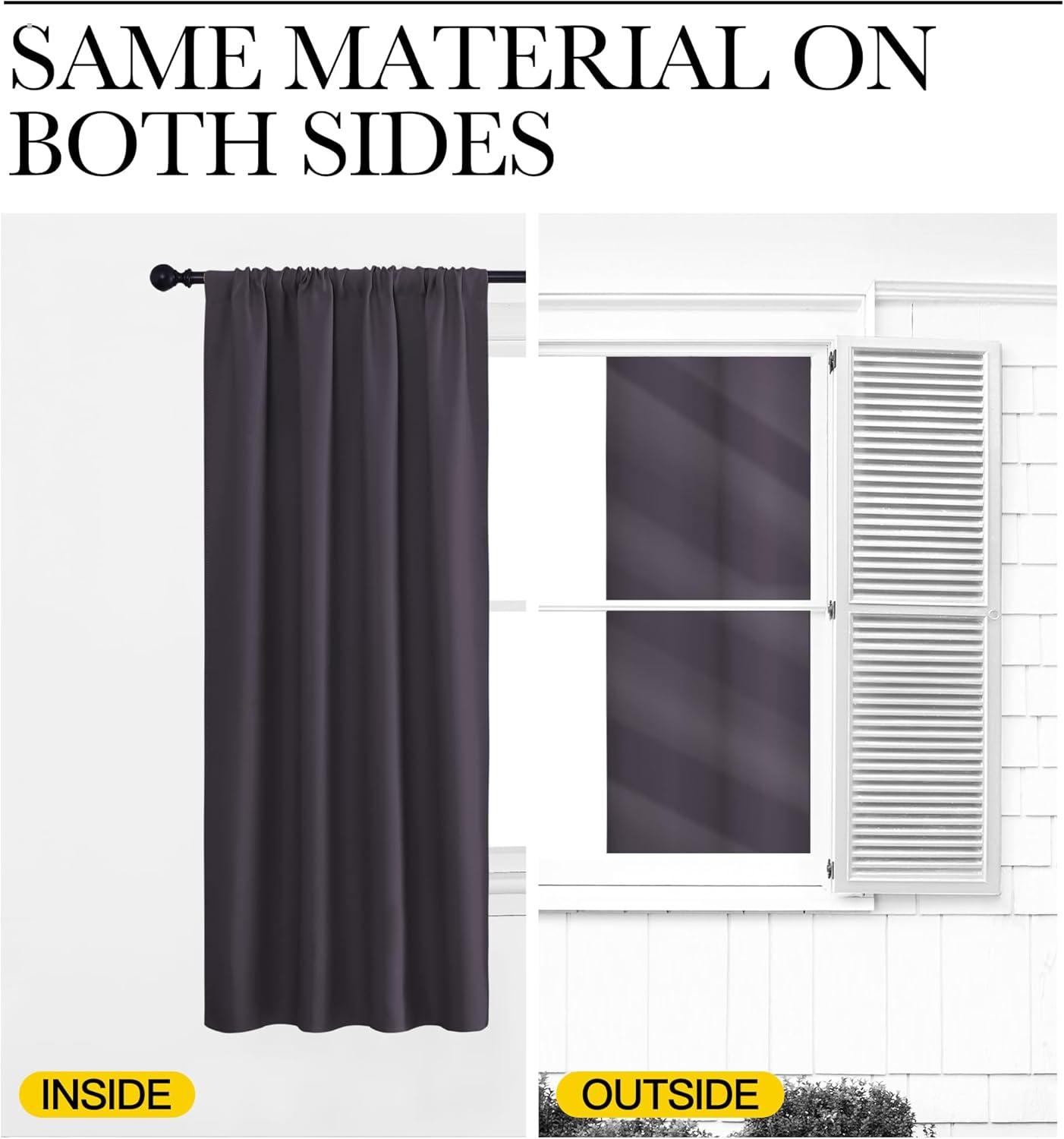 imageNICETOWN Blackout Curtains for Living Curtains Greyish Purple Set of 2 52 by 63 Inch Window Treatment Blackout Curtain Panels Home Decor Thermal Insulated Solid Drapes for Bedroom