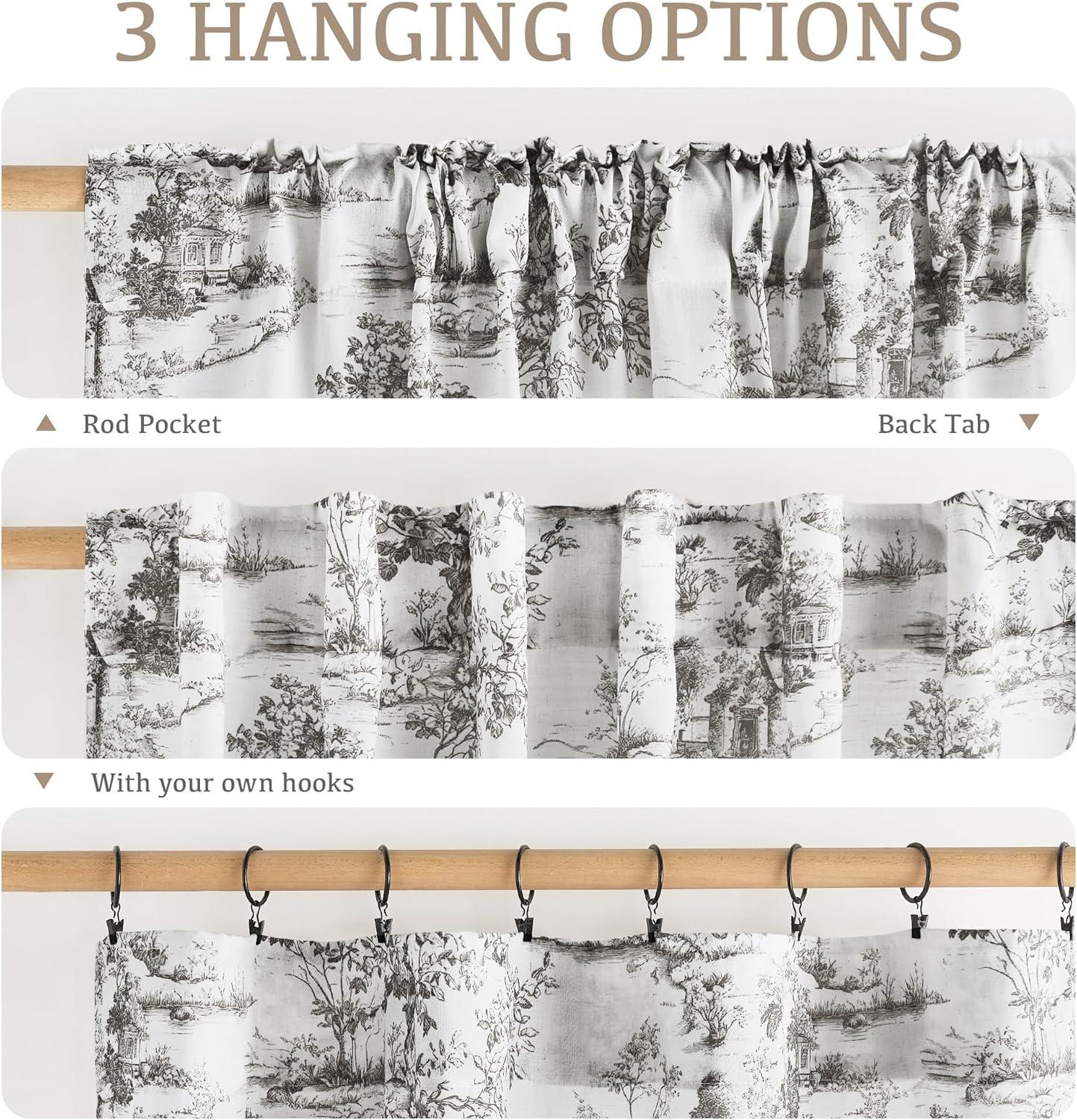 imageNICETOWN Linen Plaid Curtains 96 inches Long Grid Pattern Light Filtering Privacy Shade for Living Room Bedroom Farmhouse Rod Pocket Back Tab Semi Sheer Curtains 1 Pair Linen 52W x 96LBlack