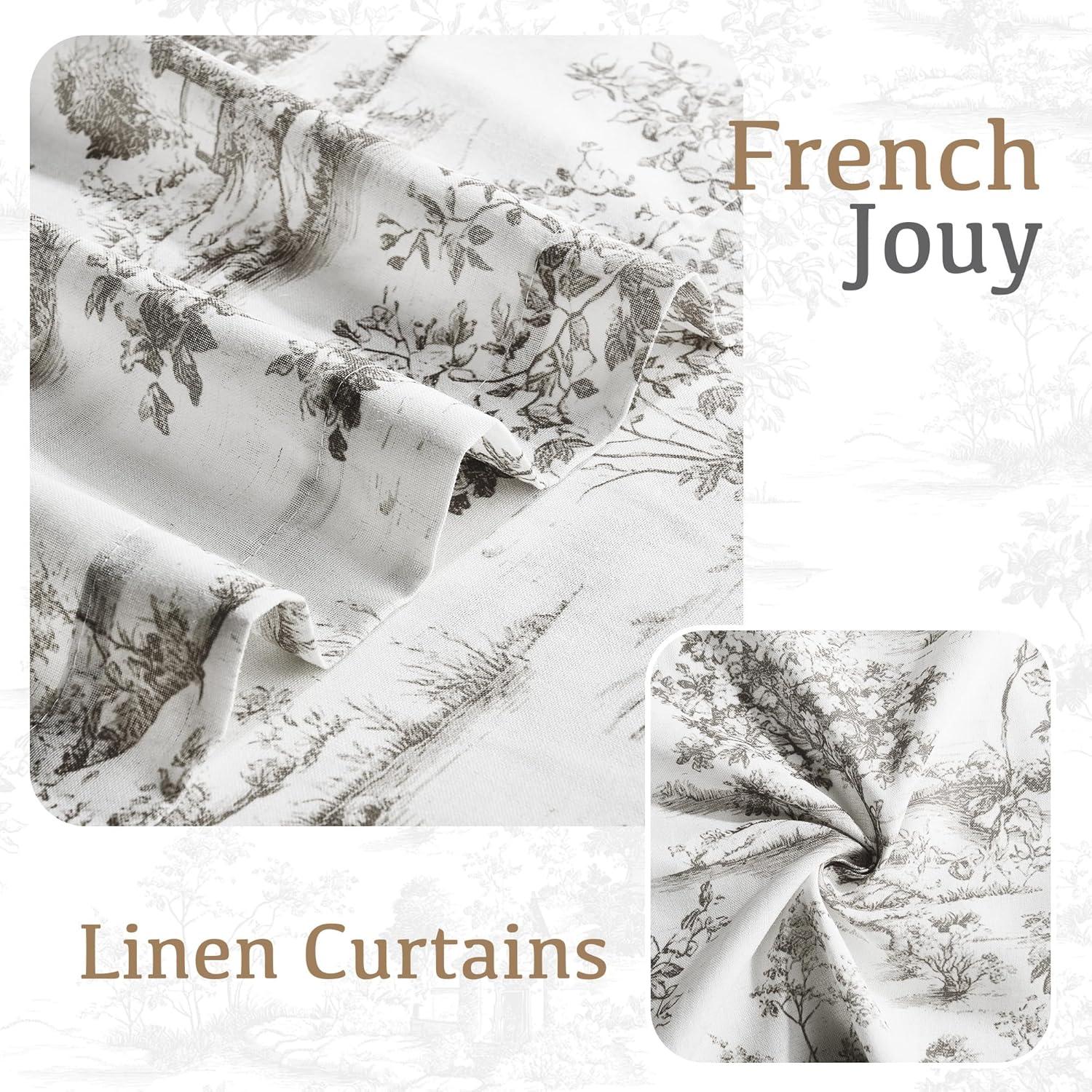 imageNICETOWN Linen Plaid Curtains 96 inches Long Grid Pattern Light Filtering Privacy Shade for Living Room Bedroom Farmhouse Rod Pocket Back Tab Semi Sheer Curtains 1 Pair Linen 52W x 96LBlack