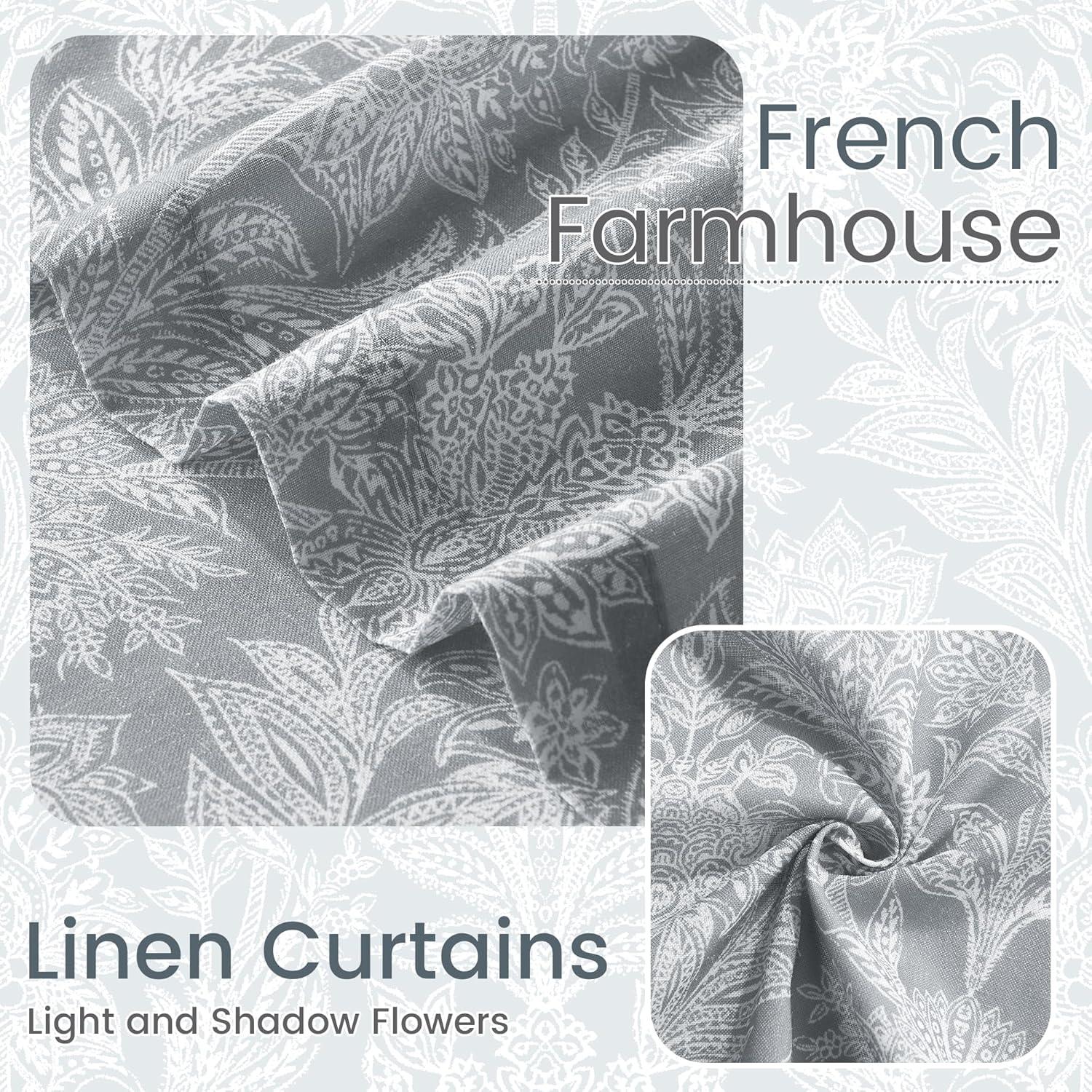 imageNICETOWN Linen Plaid Curtains 96 inches Long Grid Pattern Light Filtering Privacy Shade for Living Room Bedroom Farmhouse Rod Pocket Back Tab Semi Sheer Curtains 1 Pair Linen 52W x 96LBrown on Greyish White