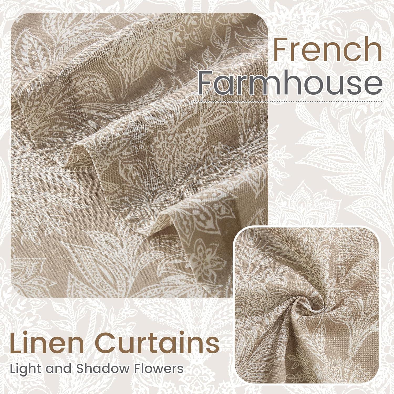 imageNICETOWN Linen Plaid Curtains 96 inches Long Grid Pattern Light Filtering Privacy Shade for Living Room Bedroom Farmhouse Rod Pocket Back Tab Semi Sheer Curtains 1 Pair Linen 52W x 96LBlue on Greyish White