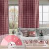 imageNICETOWN Linen Plaid Curtains 96 inches Long Grid Pattern Light Filtering Privacy Shade for Living Room Bedroom Farmhouse Rod Pocket Back Tab Semi Sheer Curtains 1 Pair Linen 52W x 96LGrid Pattern  Christmas Red