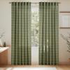imageNICETOWN Linen Plaid Curtains 96 inches Long Grid Pattern Light Filtering Privacy Shade for Living Room Bedroom Farmhouse Rod Pocket Back Tab Semi Sheer Curtains 1 Pair Linen 52W x 96LGrid Pattern  Moss Green