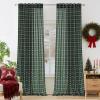 imageNICETOWN Linen Plaid Curtains 96 inches Long Grid Pattern Light Filtering Privacy Shade for Living Room Bedroom Farmhouse Rod Pocket Back Tab Semi Sheer Curtains 1 Pair Linen 52W x 96LGrid Pattern  Christmas Green