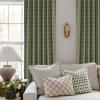 imageNICETOWN Linen Plaid Curtains 96 inches Long Grid Pattern Light Filtering Privacy Shade for Living Room Bedroom Farmhouse Rod Pocket Back Tab Semi Sheer Curtains 1 Pair Linen 52W x 96LDiagonal Check  Moss Green