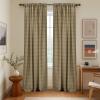 imageNICETOWN Linen Plaid Curtains 96 inches Long Grid Pattern Light Filtering Privacy Shade for Living Room Bedroom Farmhouse Rod Pocket Back Tab Semi Sheer Curtains 1 Pair Linen 52W x 96LDiagonal Check  Linen
