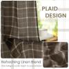 imageNICETOWN Linen Plaid Curtains 96 inches Long Grid Pattern Light Filtering Privacy Shade for Living Room Bedroom Farmhouse Rod Pocket Back Tab Semi Sheer Curtains 1 Pair Linen 52W x 96LGrid Pattern  Taupe