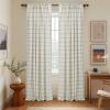 imageNICETOWN Linen Plaid Curtains 96 inches Long Grid Pattern Light Filtering Privacy Shade for Living Room Bedroom Farmhouse Rod Pocket Back Tab Semi Sheer Curtains 1 Pair Linen 52W x 96LDiagonal Check  White