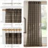 imageNICETOWN Linen Plaid Curtains 96 inches Long Grid Pattern Light Filtering Privacy Shade for Living Room Bedroom Farmhouse Rod Pocket Back Tab Semi Sheer Curtains 1 Pair Linen 52W x 96LGrid Pattern  Taupe