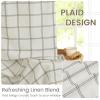 imageNICETOWN Linen Plaid Curtains 96 inches Long Grid Pattern Light Filtering Privacy Shade for Living Room Bedroom Farmhouse Rod Pocket Back Tab Semi Sheer Curtains 1 Pair Linen 52W x 96LDiagonal Check  White