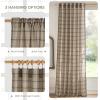 imageNICETOWN Linen Plaid Curtains 96 inches Long Grid Pattern Light Filtering Privacy Shade for Living Room Bedroom Farmhouse Rod Pocket Back Tab Semi Sheer Curtains 1 Pair Linen 52W x 96LGrid Pattern  Light Greige